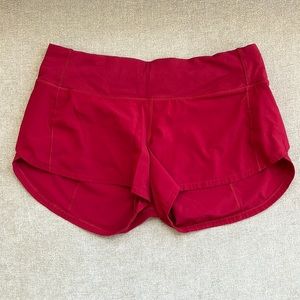 Cherry red Lululemon speed up lined short 2.5